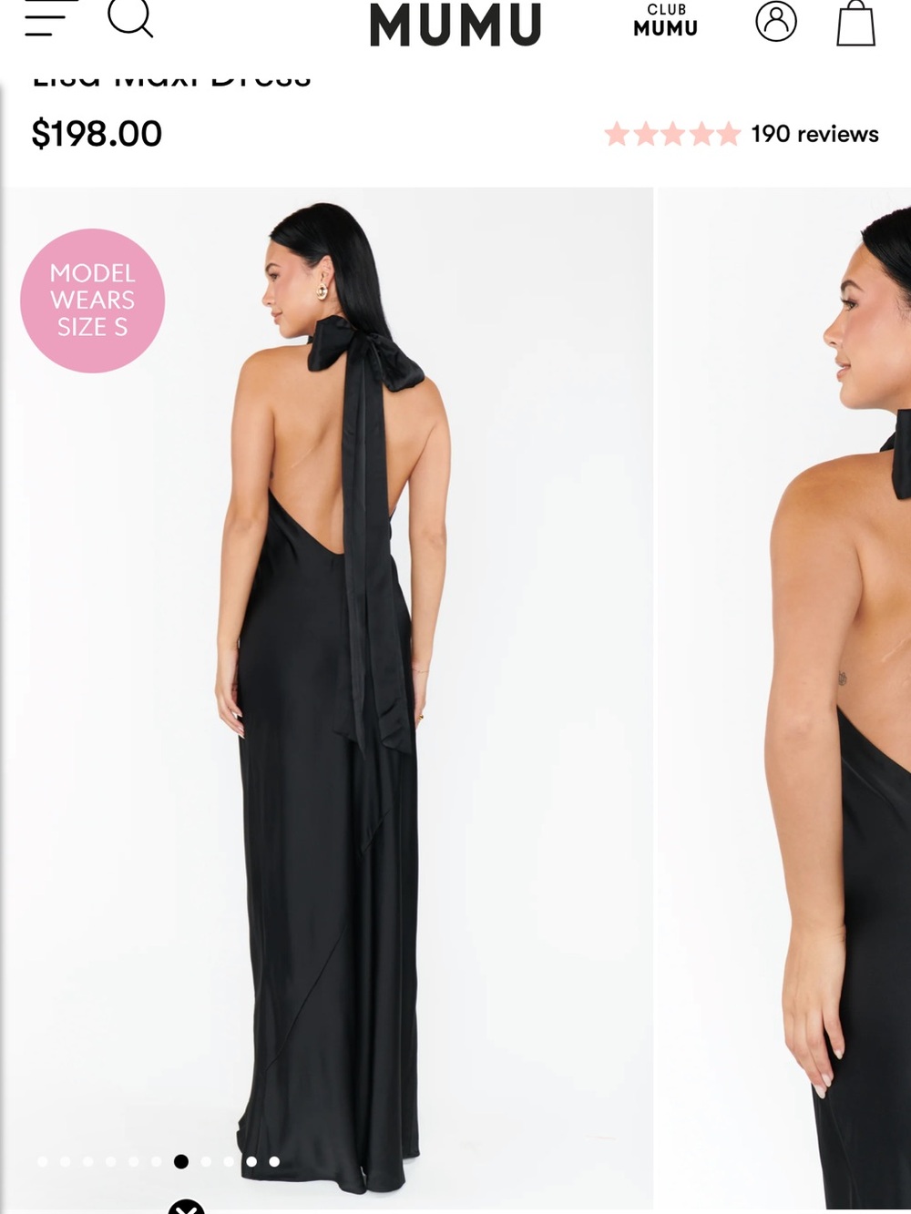 Show Me Your MuMu Black Satin Halter-Back Maxi Dress with Bow